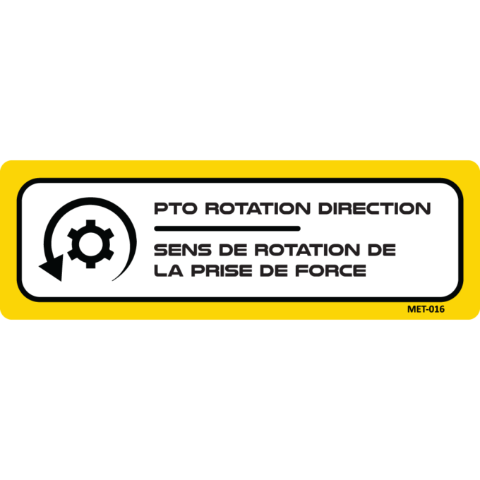Sens de rotation de la prise de force